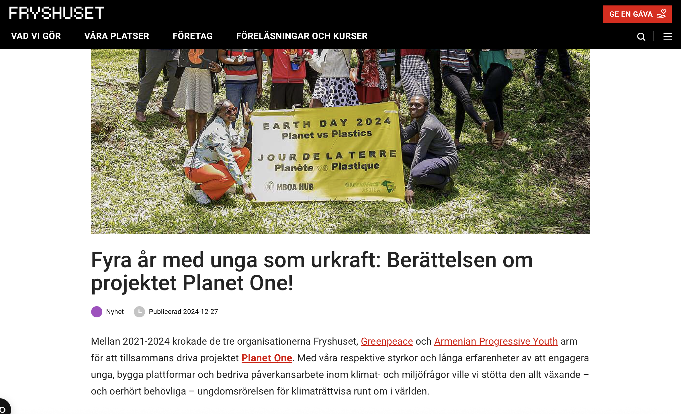 Fyra år med unga som urkraft – Planet One